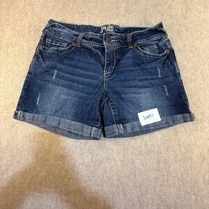 Jade Jeans Womens Dark Wash Cuffed Denim Shorts Size 13/14 Embroidered Pockets